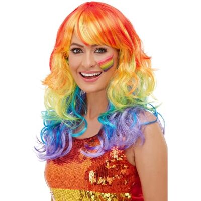 Smiffys Rainbow Glam Pruik, meerkleurig Smiffys Rainbow Glam Pruik, meerkleurig