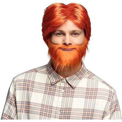 Boland 85736 Dude pruik voor volwassenen, oranje, kort synthetisch haar met baard, kapsel, accessoires, hoofddeksel, kostuum, carnaval, themafeest Boland 85736 Dude pruik voor volwassenen, oranje, kort synthetisch haar met baard, kapsel, accessoires, hoofddeksel, kostuum, carnaval, themafeest