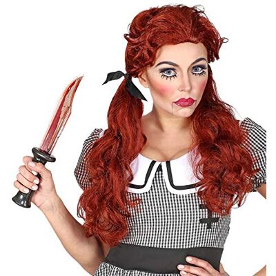W WIDMANN MILANO Party Fashion Widmann Killer Doll pruik rood moordenpop kunsthaar themafeest carnaval W WIDMANN MILANO Party Fashion Widmann Killer Doll pruik rood moordenpop kunsthaar themafeest carnaval