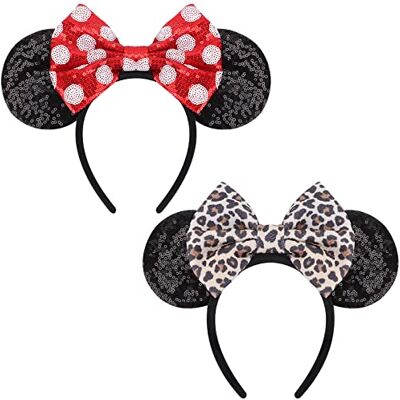 DRESHOW 2 stuks muizenoren boog hoofdband pailletten party decoratie cosplay kostuum voor meisjes en vrouwen DRESHOW 2 stuks muizenoren boog hoofdband pailletten party decoratie cosplay kostuum voor meisjes en vrouwen