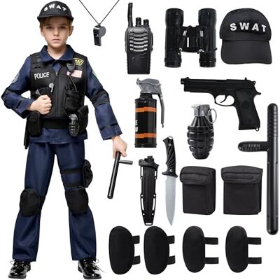 Spooktacular Creations S.W.A.T. 20 stuks SWAT-politieagentenkostuums voor kinderen, politieagentenkostuum voor jongens, Halloween, kostuumfeest Spooktacular Creations S.W.A.T. 20 stuks SWAT-politieagentenkostuums voor kinderen, politieagentenkostuum voor jongens, Halloween, kostuumfeest
