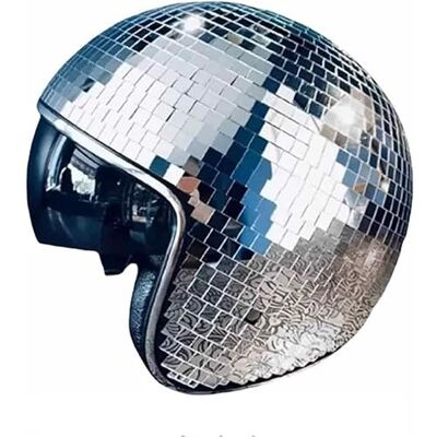 Bivwopei Disco Balhelm Disco Prom Helm Spiegel Glitter Bal Helm Met Intrekbaar Vizier voor DJ Party (Zilver) Bivwopei Disco Balhelm Disco Prom Helm Spiegel Glitter Bal Helm Met Intrekbaar Vizier voor DJ Party (Zilver)