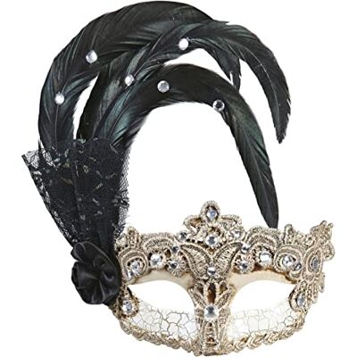 W WIDMANN MILANO Party Fashion Widmann Famille Gala-masker, macramé, met veren, strass W WIDMANN MILANO Party Fashion Widmann Famille Gala-masker, macramé, met veren, strass