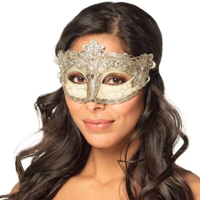 Boland 00254 Venice Barok oogmasker Venetiaans masker zilver met randen en edelstenen carnavalskostuum, themafeest Boland 00254 Venice Barok oogmasker Venetiaans masker zilver met randen en edelstenen carnavalskostuum, themafeest