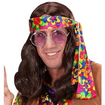 W WIDMANN MILANO Party Fashion Widmann Hippie-pruik, heren, 11005886, bruin, Eén maat W WIDMANN MILANO Party Fashion Widmann Hippie-pruik, heren, 11005886, bruin, Eén maat