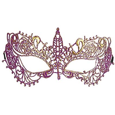 W WIDMANN MILANO Party Fashion Roze metallic kanten masker voor dames W WIDMANN MILANO Party Fashion Roze metallic kanten masker voor dames