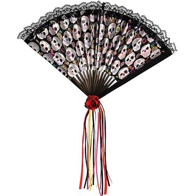 amscan 843935-55 Day of the Dead Fan Halloween, zwart amscan 843935-55 Day of the Dead Fan Halloween, zwart