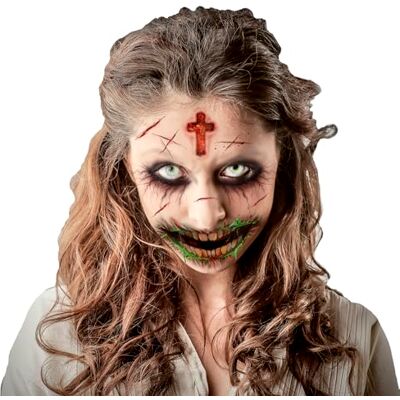 FIESTAS GUIRCA Kleurrijke zombie gezichts-tatoeage (30 x 13 cm) Make-up en FX voor Halloween, carnaval en kostuumfeesten Ideaal voor kinderen en volwassenen Veelkleurig FIESTAS GUIRCA Kleurrijke zombie gezichts-tatoeage (30 x 13 cm) Make-up en FX voor Halloween, carnaval en kostuumfeesten Ideaal voor kinderen en volwassenen Veelkleurig
