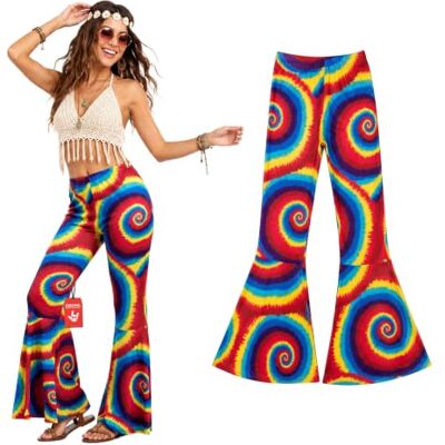 Fun Shack Hippiebroek, harembroek voor dames, kleding jaren '60, carnavalskostuum, Halloween, maat S Fun Shack Hippiebroek, harembroek voor dames, kleding jaren '60, carnavalskostuum, Halloween, maat S
