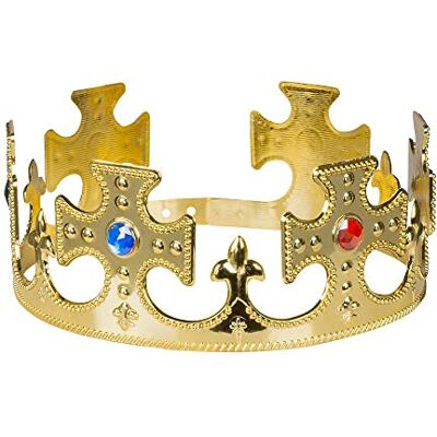 Boland 01318 Koningskroon, 1 stuk, Eén maat, verstelbaar, goud, met stenen, sieradensluiting, kunststof, glanzend, prinses, feeën, adel, accessoires, kostuum, carnaval Boland 01318 Koningskroon, 1 stuk, Eén maat, verstelbaar, goud, met stenen, sieradensluiting, kunststof, glanzend, prinses, feeën, adel, accessoires, kostuum, carnaval
