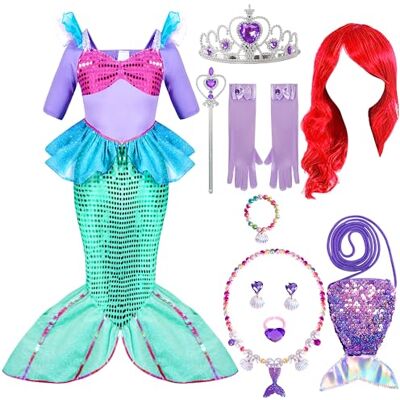 Spooktacular Creations Zeemeerminkostuum voor meisjes, prinsessenjurk met rode pruik en hoofdband voor carnaval, party, Halloween, Kerstmis of cosplay Spooktacular Creations Zeemeerminkostuum voor meisjes, prinsessenjurk met rode pruik en hoofdband voor carnaval, party, Halloween, Kerstmis of cosplay