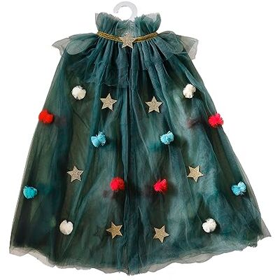 Ginger Ray Meisjes kerstboomcape met pompon en sterren voor kostuumfeesten Ginger Ray Meisjes kerstboomcape met pompon en sterren voor kostuumfeesten