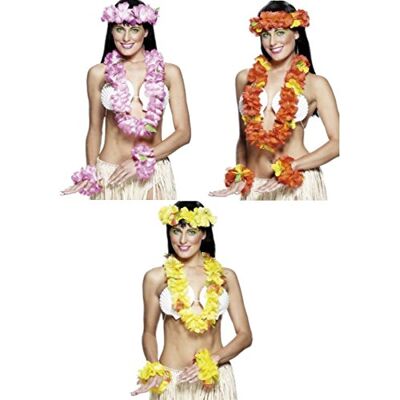 Smiffys Geel Hawaiiaans pak met slinger, hoofdband en armband, Kunststof Smiffys Geel Hawaiiaans pak met slinger, hoofdband en armband, Kunststof