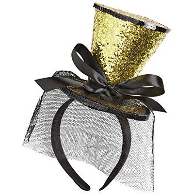 W WIDMANN MILANO Party Fashion Widmann Minicilinder Glitter haarband met strik en sluier, hoed, hoofdtooi, accessoire W WIDMANN MILANO Party Fashion Widmann Minicilinder Glitter haarband met strik en sluier, hoed, hoofdtooi, accessoire