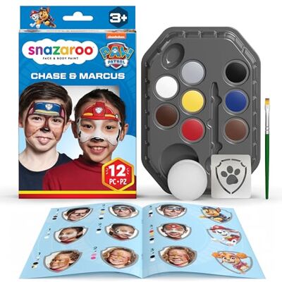 Snazaroo 1172199 Paw Patrol Chase & Marshall make-upset 8 kleuren voor gezicht en lichaam op waterbasis met spons, kwast, sjabloon, handleiding (mogelijk niet beschikbaar in het Nederlands) Snazaroo 1172199 Paw Patrol Chase & Marshall make-upset 8 kleuren voor gezicht en lichaam op waterbasis met spons, kwast, sjabloon, handleiding (mogelijk niet beschikbaar in het Nederlands)