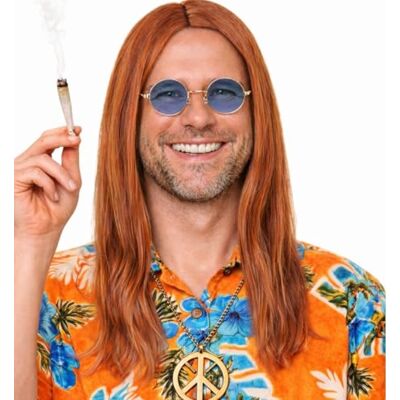 Hatstar Hippie-pruik uit de jaren 70 voor dames en heren voor carnaval, themafeest (bruin) Hatstar Hippie-pruik uit de jaren 70 voor dames en heren voor carnaval, themafeest (bruin)