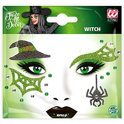 W WIDMANN MILANO Party Fashion Widmann Glitterstickers voor gezicht en lichaam, gezichtstatoos, make-up, carnaval, Halloween, themafeesten W WIDMANN MILANO Party Fashion Widmann Glitterstickers voor gezicht en lichaam, gezichtstatoos, make-up, carnaval, Halloween, themafeesten
