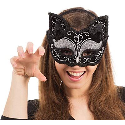 Bristol Novelty EM365 masker voor kattenogen, decoratief, zwart, Eén maat Bristol Novelty EM365 masker voor kattenogen, decoratief, zwart, Eén maat