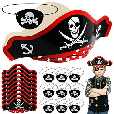 FORYNXHWIN 20 stuks piratenhoeden voor kinderen, met 10 piratenhoeden, 10 piratenooglapjes, accessoires voor Pasen, Halloween, Kerstmis, maskerade, piratenfeest FORYNXHWIN 20 stuks piratenhoeden voor kinderen, met 10 piratenhoeden, 10 piratenooglapjes, accessoires voor Pasen, Halloween, Kerstmis, maskerade, piratenfeest