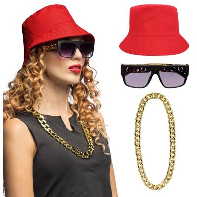Boland 33206 Hiphop kostuum voor volwassenen, accessoireset voor festival, carnaval of themafeest Boland 33206 Hiphop kostuum voor volwassenen, accessoireset voor festival, carnaval of themafeest