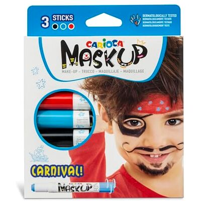 CARIOCA Mask Up Carnival, make-upset voor kinderen en meisjes, make-up voor de huid, ideaal voor Kerstmis, Halloween, carnaval en feesten, 3 kleuren en 2 tutorials, getest CARIOCA Mask Up Carnival, make-upset voor kinderen en meisjes, make-up voor de huid, ideaal voor Kerstmis, Halloween, carnaval en feesten, 3 kleuren en 2 tutorials, getest