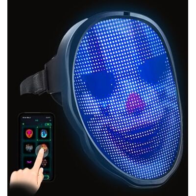 Original Cup Facemask® Ledmasker, verbonden, premium kwaliteit, programmeerbaar Bluetooth-display met smartphone, cosplay, ongebruikelijk, accessoires, kostuum, Halloween, USB-opladen, 100% horror Original Cup Facemask® Ledmasker, verbonden, premium kwaliteit, programmeerbaar Bluetooth-display met smartphone, cosplay, ongebruikelijk, accessoires, kostuum, Halloween, USB-opladen, 100% horror