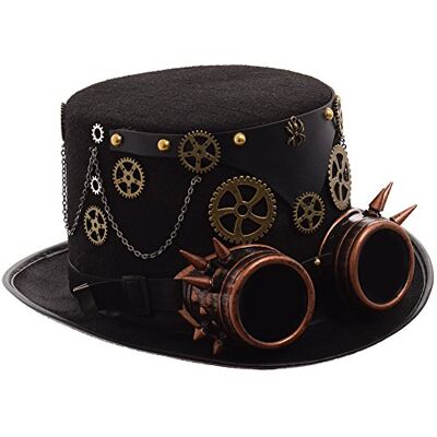 GRACEART Steampunk, hoge hoeden met bril (Verschillende stijlen), Stijl-07, M GRACEART Steampunk, hoge hoeden met bril (Verschillende stijlen), Stijl-07, M