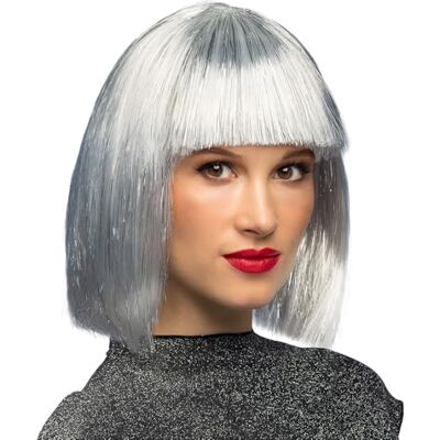 Boland 86165 Gigi Glamour pruik voor volwassenen, wit-zilver, vierkant kapsel, synthetisch haar, carnaval, themafeest Boland 86165 Gigi Glamour pruik voor volwassenen, wit-zilver, vierkant kapsel, synthetisch haar, carnaval, themafeest
