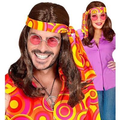 W WIDMANN MILANO Party Fashion Widmann Fever discopruik uit de jaren '70 met hoofdband, synthetische pruik voor kunsthaar, bloem, reggae, themafeest, carnaval W WIDMANN MILANO Party Fashion Widmann Fever discopruik uit de jaren '70 met hoofdband, synthetische pruik voor kunsthaar, bloem, reggae, themafeest, carnaval