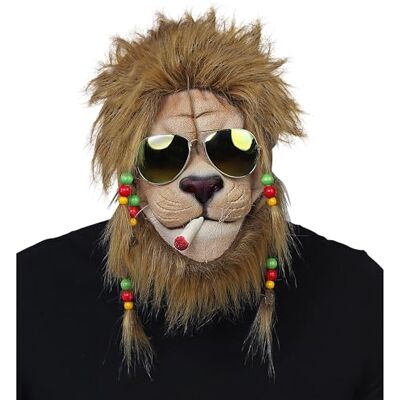 W WIDMANN MILANO Party Fashion 03302 Cool rasta halfmasker met pluche manen, dierenmasker, carnaval, themafeest W WIDMANN MILANO Party Fashion 03302 Cool rasta halfmasker met pluche manen, dierenmasker, carnaval, themafeest