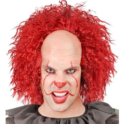 W WIDMANN MILANO Party Fashion Killer Clown Kale Pruik met Rood Haar Synthetisch Haar Horror Clown Accessoire Halloween Kostuum W WIDMANN MILANO Party Fashion Killer Clown Kale Pruik met Rood Haar Synthetisch Haar Horror Clown Accessoire Halloween Kostuum