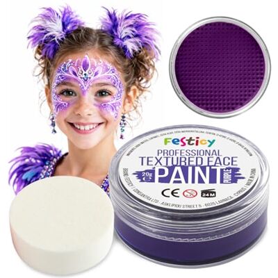 Festicy Verf voor gezicht en lichaam, paars, 20 g, spons, gecertificeerd EN 71-3 & Reach, make-up voor kinderen, meisjes, kinderkostuum, kindergezicht, make-up voor kinderen Festicy Verf voor gezicht en lichaam, paars, 20 g, spons, gecertificeerd EN 71-3 & Reach, make-up voor kinderen, meisjes, kinderkostuum, kindergezicht, make-up voor kinderen