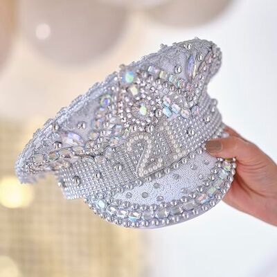 Ginger Ray Zilveren hoed met pailletten voor 21e verjaardag, feestaccessoire, maat M Ginger Ray Zilveren hoed met pailletten voor 21e verjaardag, feestaccessoire, maat M