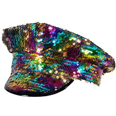 Boland 44736 Muts met regenboogpailletten, omkeerbaar, voor volwassenen, glanzend, carnaval, Halloween, themafeest, disco, 44736 Boland 44736 Muts met regenboogpailletten, omkeerbaar, voor volwassenen, glanzend, carnaval, Halloween, themafeest, disco, 44736