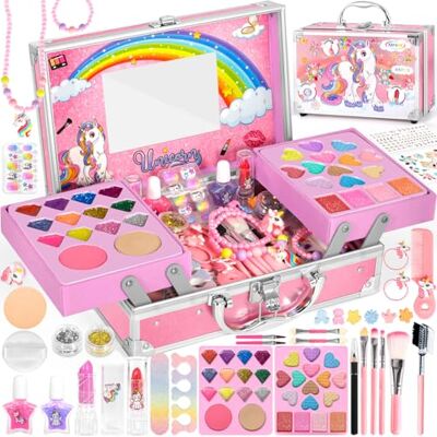 TZPAUG Make-upset voor kinderen, meisjes, 65 stuks, wasbaar, speelgoed, kerstcadeau voor meisjes van 4 tot 10 jaar TZPAUG Make-upset voor kinderen, meisjes, 65 stuks, wasbaar, speelgoed, kerstcadeau voor meisjes van 4 tot 10 jaar
