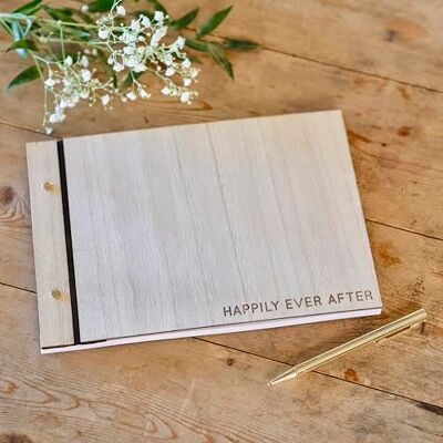Ginger Ray Bruiloftsgastenboek van hout met 32 blanco pagina's, neutraal Ginger Ray Bruiloftsgastenboek van hout met 32 blanco pagina's, neutraal