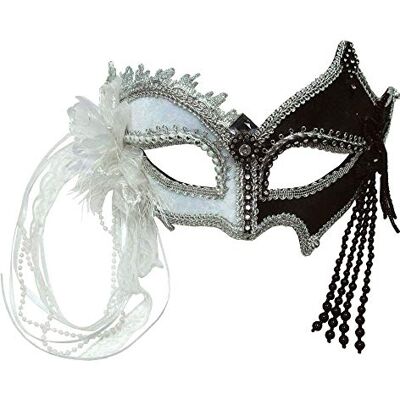 Bristol Novelty EM422 Oogmasker met kwasten aan de hoofdband voor dames, zwart wit, Eén maat Bristol Novelty EM422 Oogmasker met kwasten aan de hoofdband voor dames, zwart wit, Eén maat