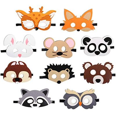 JAHEMU Vilten dierenmaskers voor kinderen, Halloween-masker, feestmasker, verjaardagscadeaus voor kinderen JAHEMU Vilten dierenmaskers voor kinderen, Halloween-masker, feestmasker, verjaardagscadeaus voor kinderen