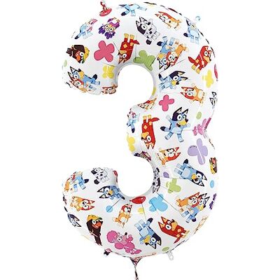 Toyland ® Bluey & Bingo folieballon met nummer, 66 cm, feestballonnen voor kinderen, nummers 1-5 verkrijgbaar Toyland ® Bluey & Bingo folieballon met nummer, 66 cm, feestballonnen voor kinderen, nummers 1-5 verkrijgbaar
