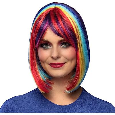 Boland Unity kleurrijke pruik 85718 lange bob synthetisch haar pruik CSD festival accessoires carnaval kostuum themafeest Boland Unity kleurrijke pruik 85718 lange bob synthetisch haar pruik CSD festival accessoires carnaval kostuum themafeest
