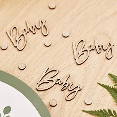 Ginger Ray Botanical Baby Shower Houten confetti met Engelse opschrift, 45,7 x 45,7 cm, beige Ginger Ray Botanical Baby Shower Houten confetti met Engelse opschrift, 45,7 x 45,7 cm, beige