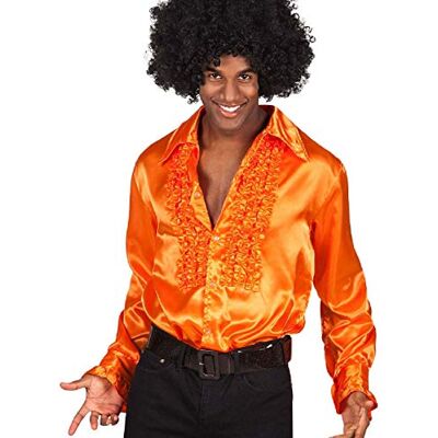 Boland Disco-hemd met ruches, oranje, voor heren, kostuum, feestshirt, slagmove, jaren 70, themafeest, carnaval 54-56 Boland Disco-hemd met ruches, oranje, voor heren, kostuum, feestshirt, slagmove, jaren 70, themafeest, carnaval 54-56