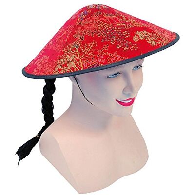 Bristol Novelty BH441 Chinese Coolie hoed van stof en vlecht, uniseks, volwassenen, rood en zwart, één maat Bristol Novelty BH441 Chinese Coolie hoed van stof en vlecht, uniseks, volwassenen, rood en zwart, één maat