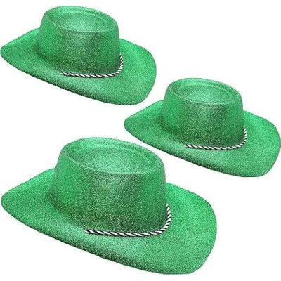 Toyland ® Set van 3 groene glitter cowboyhoeden van 34 cm (13") Festivals, concerten, verkleedpartijen en accessoires voor vrijgezellenfeest 10 kleuren beschikbaar, Groen Toyland ® Set van 3 groene glitter cowboyhoeden van 34 cm (13") Festivals, concerten, verkleedpartijen en accessoires voor vrijgezellenfeest 10 kleuren beschikbaar, Groen