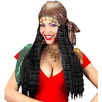 W WIDMANN MILANO Party Fashion Widmann, Bohemian pruik met hoofddoek, pailletten W WIDMANN MILANO Party Fashion Widmann, Bohemian pruik met hoofddoek, pailletten