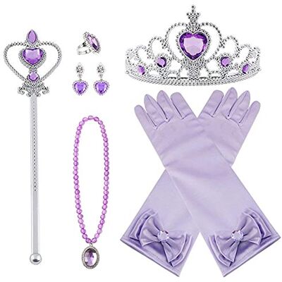 Vicloon Princess Elsa Dress Up Accessories, 7 Stuks Princess Dress-up Party Accessories, Prinses Verkleden Geschenk Prinses Kroon Toverstaf Handschoenen Oorring Halsketting Vicloon Princess Elsa Dress Up Accessories, 7 Stuks Princess Dress-up Party Accessories, Prinses Verkleden Geschenk Prinses Kroon Toverstaf Handschoenen Oorring Halsketting