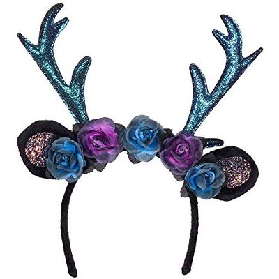 Boland 50028 Tiare Dark hert haarband rendier met pailletten voor volwassenen, hout met bloemen en oren, hoofddeksel, carnaval, Halloween, themafeest Boland 50028 Tiare Dark hert haarband rendier met pailletten voor volwassenen, hout met bloemen en oren, hoofddeksel, carnaval, Halloween, themafeest