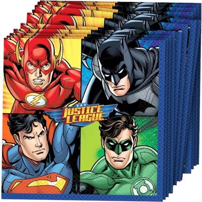 Unique Justice League 16 stuks kleurrijke papieren servetten (16 cm) duurzame en levendige feestservetten voor superheldenfans Unique Justice League 16 stuks kleurrijke papieren servetten (16 cm) duurzame en levendige feestservetten voor superheldenfans