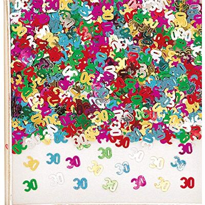 amscan Metalen confetti getal 30, 14 g, meerkleurig amscan Metalen confetti getal 30, 14 g, meerkleurig