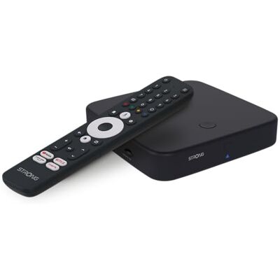 Strong SRT423 Android TV Box 4K UHD DVB-T2 en kabelontvanger Google gecertificeerd Dual Band 5 Wi-Fi Chromecast Bluetooth Spraakbesturing Netflix, YouTube, Prime Video, Disney+ Strong SRT423 Android TV Box 4K UHD DVB-T2 en kabelontvanger Google gecertificeerd Dual Band 5 Wi-Fi Chromecast Bluetooth Spraakbesturing Netflix, YouTube, Prime Video, Disney+
